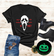 Load image into Gallery viewer, Scream Face Glow in the dark - What's your favorite scary Movie? - Horror Movie Tee - Halloween Time sale