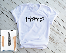 Load image into Gallery viewer, Group Shirt TG friends shirt - Heartbeat with TG and heart front - Spine with friend's name on back - MCC