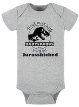 Load image into Gallery viewer, Babysaurus Jurasskicked Style Jurassic Park theme - Baby Shower - Baby Gift - Onesie - Shirt sale