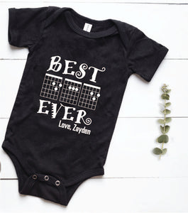 Best Dad Ever love - Guitar Chords Spells DAD - Guitar Dad - Music Lover dad - Customizable - Personalized - Baby Style - Shirts