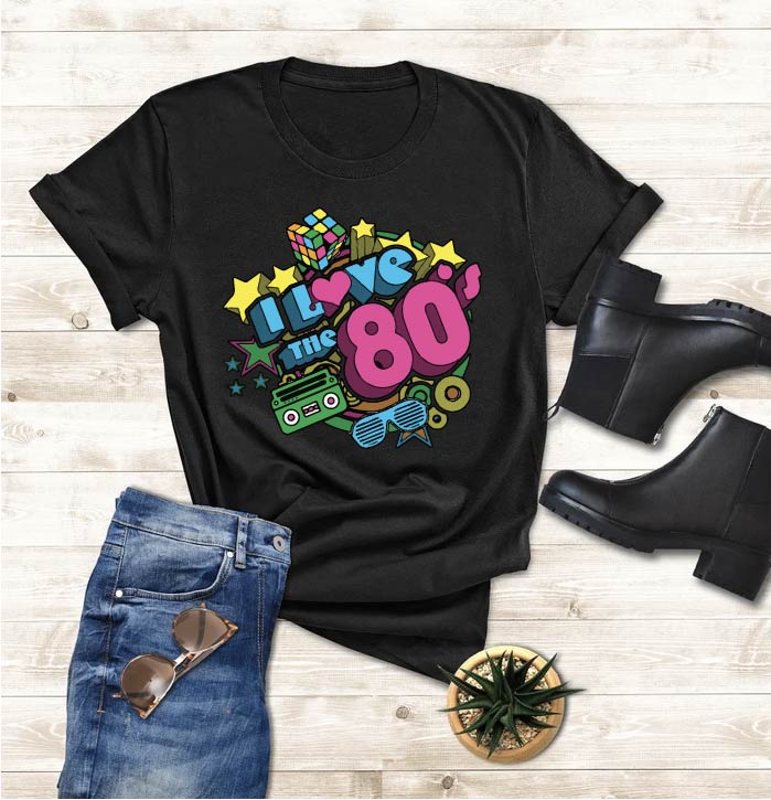 I love the 80s Theme Shirt with Boom box - Radical - Rubics cube design - Shirt