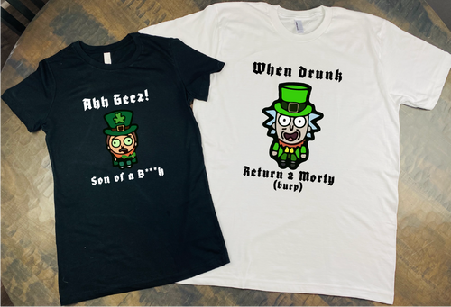 Rick or Morty Leprechaun Return to Morty oh Ahh Geez Tee -  St. Patrick's - October Fest - Beer Months Season