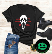 Load image into Gallery viewer, Scream Face Glow in the dark - What&#39;s your favorite scary Movie? - Horror Movie Tee - Halloween Time sale