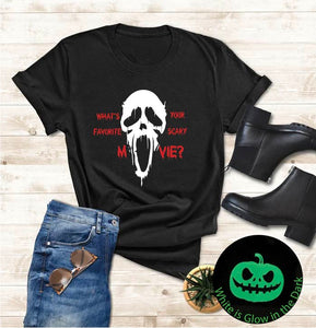 Scream Face Glow in the dark - What's your favorite scary Movie? - Horror Movie Tee - Halloween Time sale