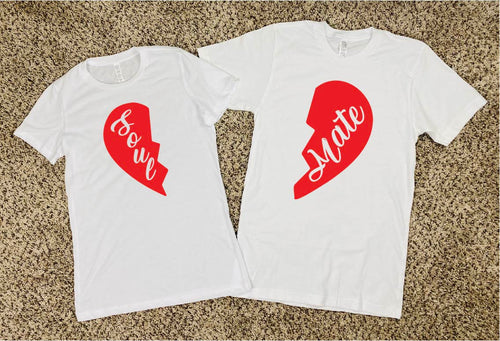 Soulmate couple shirts - heart pieced together - T-shirt - Celebrate love - Anniversary - Gift for her / him - Sweet