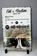 Load image into Gallery viewer, Rock Slate Spotify Keepsake Custom Frame with Scannable Spotify Scan Code - Holiday - MCC