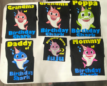 Load image into Gallery viewer, Birthday - Concert - Celebration - Shark Family Theme - Onesie - Shirts - customizable personalized