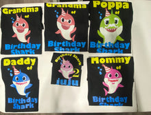 Load image into Gallery viewer, Birthday - Concert - Celebration - Shark Family Theme - Onesie - Shirts - customizable personalized